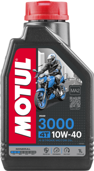 Масло моторное для 4-x тактных двигателей Motul 10W40 3000 4T SL/MA2 - 1 Л (107672)
