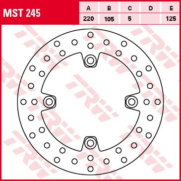 Тормозной диск задний TRW MST245 для мотоциклов Honda CBR 125/250/600/900/954/1000, CB 250/600 VTR 250/1000 // Triumph Daytona 600/650/675/955, TT 600, Speed Four 600, Speed Triple 900/955