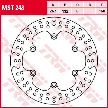 Тормозной диск передний/задний TRW MST248 для мотоциклов Yamaha XJ 600/900, XJR 1200/1300, XP 500, FZ/FZX 750, FZR/FZS 1000, MT-01 1700, RD 350/500