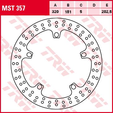Тормозной диск передний TRW MST357 для мотоциклов BMW F800, R - R 850, R - RT 850/1150, S - R 1000, R - S 1100, K - R 1200/1300, K - GT 1200/1300/1600, K - GTL 1600, K - S 1200/1300