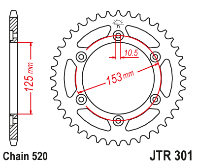 Звезда ведомая (48 зуб.) RK B4425-48 (Аналог: JTR301.48) для мотоциклов Honda