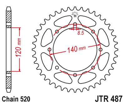 Звезда ведомая (43 зуб.) RK B4427-43 (Аналог: JTR487.43) для мотоциклов Kawasaki