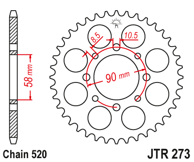 Звезда ведомая (45 зуб.) RK B4448-45 (Аналог: JTR273.45) для мотоциклов KTM, Honda