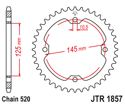 Звезда ведомая (38 зуб.) RK B4491-38 (Аналог: JTR1857.38) для мотоциклов Yamaha