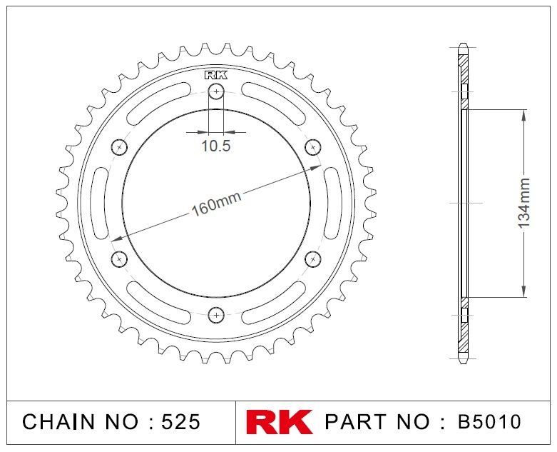 Звезда ведомая (41 зуб.) RK B5010-41 (Аналог: JTR1317, JTA1307) для мотоциклов Honda