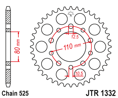Звезда ведомая (45 зуб.) RK B5064-45 (Аналог: JTR1332.45) для мотоциклов Honda, Triumph