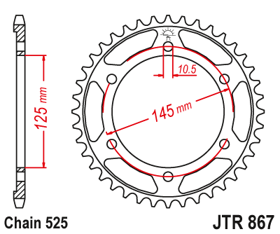 Звезда ведомая (43 зуб.) RK B5625-43 (Аналог: JTR867.43) для мотоциклов Yamaha
