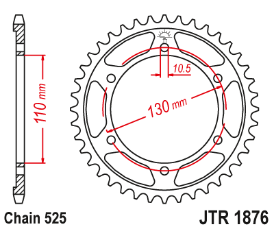 Звезда ведомая (45 зуб.) RK B5898-45 (Аналог: JTR1876.45) для мотоциклов Suzuki, Yamaha