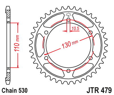 Звезда ведомая (43 зуб.) RK B6833-43 (Аналог: JTR479.43, JTR1479.43) для мотоциклов Yamaha, Kawasaki, Suzuki, MuZ