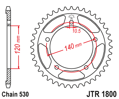 Звезда ведомая (43 зуб.) RK B6839-43 (Аналог: JTR1800.43) для мотоциклов Suzuki, Triumph