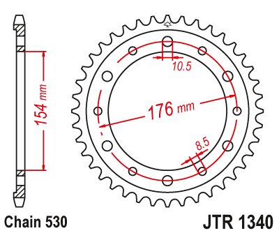 Звезда ведомая (43 зуб.) RK B6843-43 (Аналог: JTR1340.43) для мотоциклов Honda