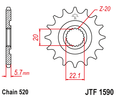 Звезда ведущая (13 зуб.) RK C4016-13 (Аналог: JTF1590.13) для мотоциклов Yamaha, Gas Gas