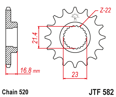 Звезда ведущая (16 зуб.) RK C4392-16 (Аналог: JTF582.16) для мотоциклов Yamaha