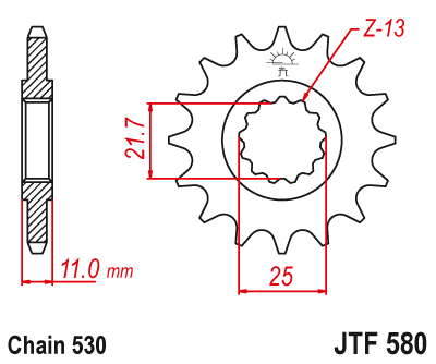 Звезда ведущая (17 зуб.) RK C6186-17 (Аналог: JTF580.17) для мотоциклов Yamaha