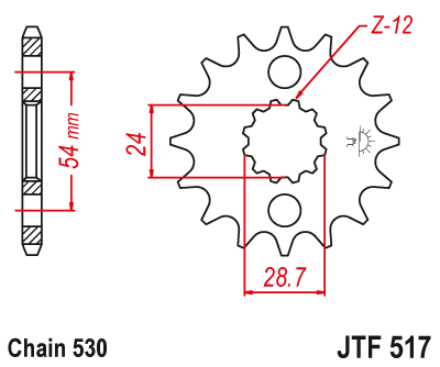 Звезда ведущая (17 зуб.) RK C6420-17 (Аналог: JTF517.17) для мотоциклов Kawasaki