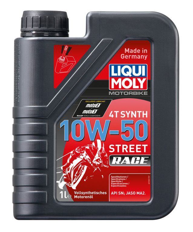 Синт-ое моторное масло д/4-т.мотоц. Liqui Moly Motorbike 4T Synth Street Race 10W-50 SN Plus MA2 (1л) (3982)