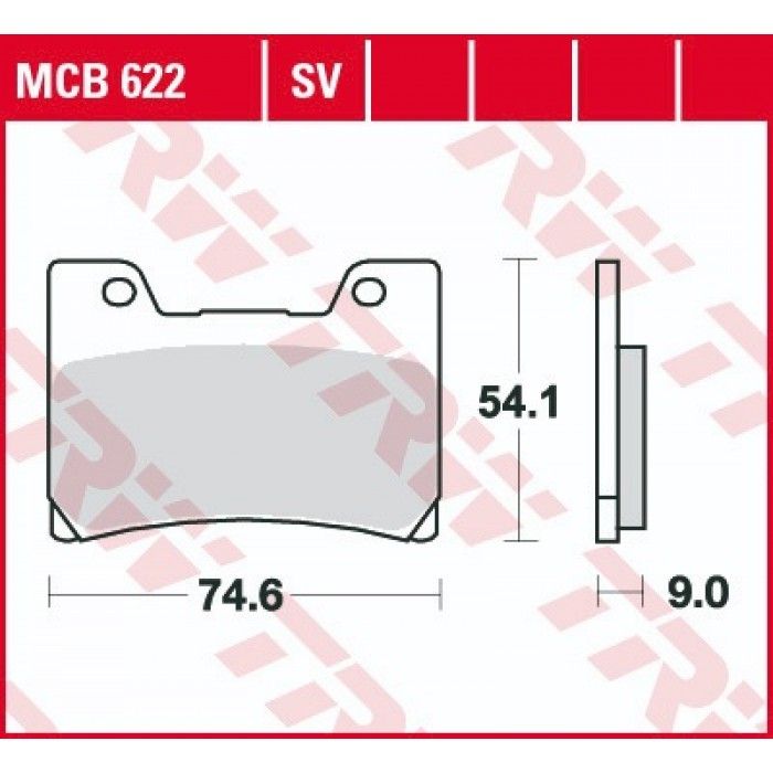 Тормозные колодки передние TRW MCB622 для Yamaha (Organic Allround) 3GM-W0045-01-00, 3GM-W0045-02-00, 3GM-W0045-03-00, 3GM-W0045-11-00