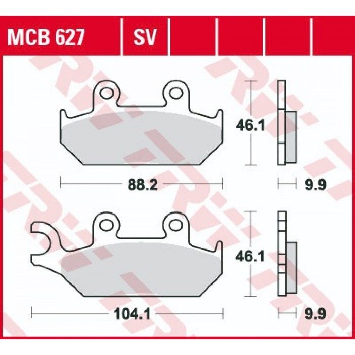 Тормозные колодки передние TRW MCB627 для Yamaha (Organic Allround) 3TB-W0045-00-00, 4PT-W0045-00-00