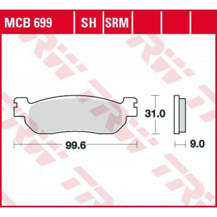 Тормозные колодки передние/задние TRW MCB699 для Yamaha, Italjet (Organic Allround)