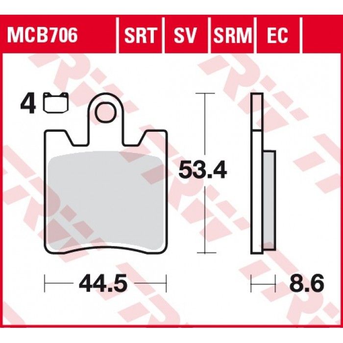Тормозные колодки передние/задние TRW MCB706SV для Yamaha (Sinter Street SV)
