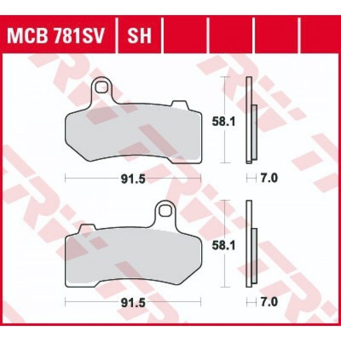 Тормозные колодки задние TRW MCB781SH для Harley-Davidson (Sinter Street SH)