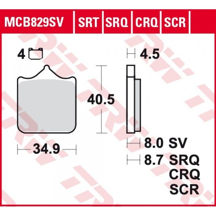 Тормозные колодки передние TRW MCB829SV для BMW (Sinter Street SV)