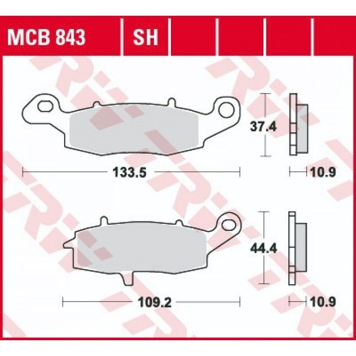 Тормозные колодки задние TRW MCB843SH для Suzuki, Kawasaki (Sinter Street SH)